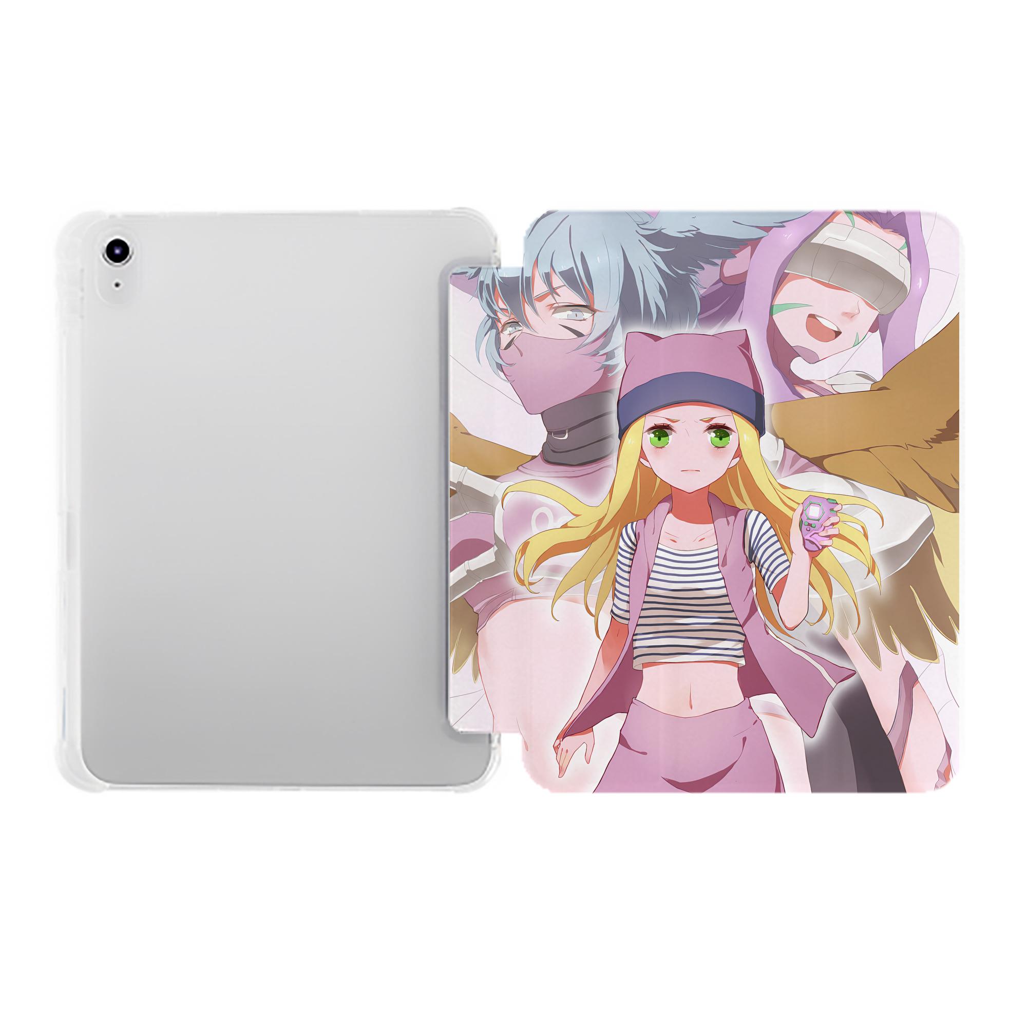 （画像用） Digimon デジタルモンスター/デジモン IPad ケース ペン収納付き 三つ折りスタンド PUレザー×シリコン 対応機種9.5/10.5/10.9インチ